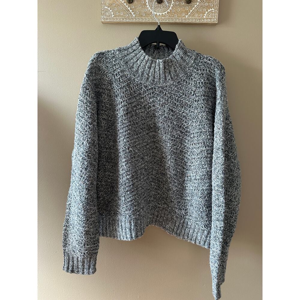 Old Navy Gray Knit Mock Neck Wool Blend Sweater